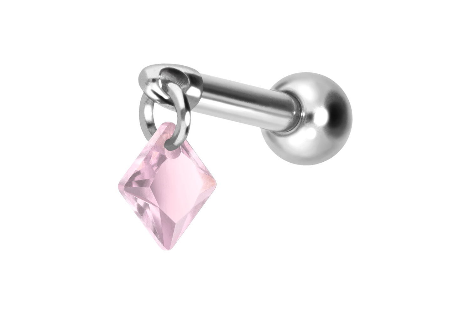 Titan Ohrpiercing mit Innengewinde KRISTALLQUADRAT